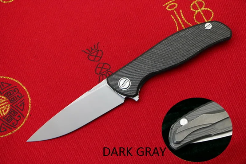 Dark grey version Зеленый шип hati 95 Флиппер складной нож D2 стальной титановый подшипник CF 3D Ручка Кемпинг Охота Открытый фрукты Ножи EDC инструменты - Цвет: Dark grey version