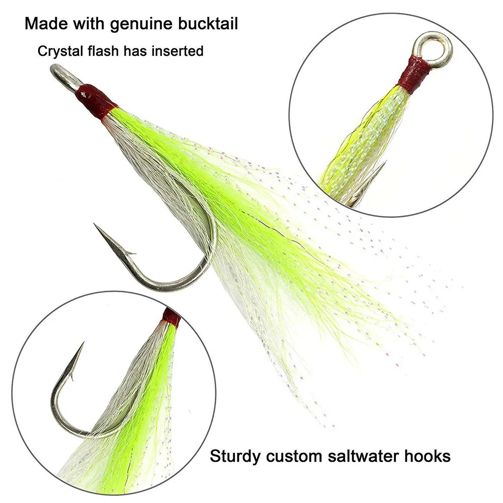 Гиена 5 шт. Bucktail тизеры рыболовный крючок морская Рыбалка приманки бак хвост Fluke