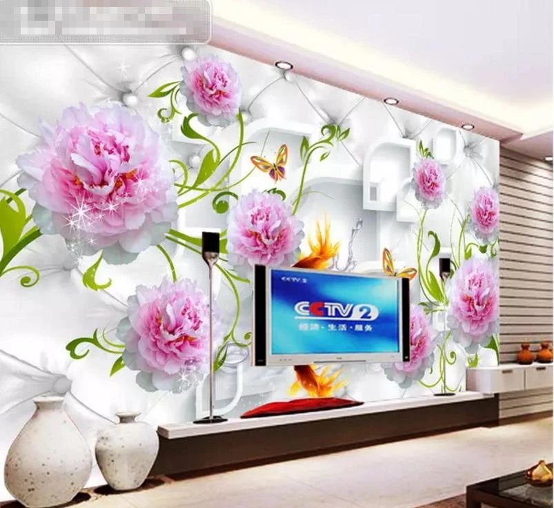 

3D-обои на заказ, фотообои для гостиной с изображением мечты, цветов и рыб, дивана, фона под телевизор, для стен