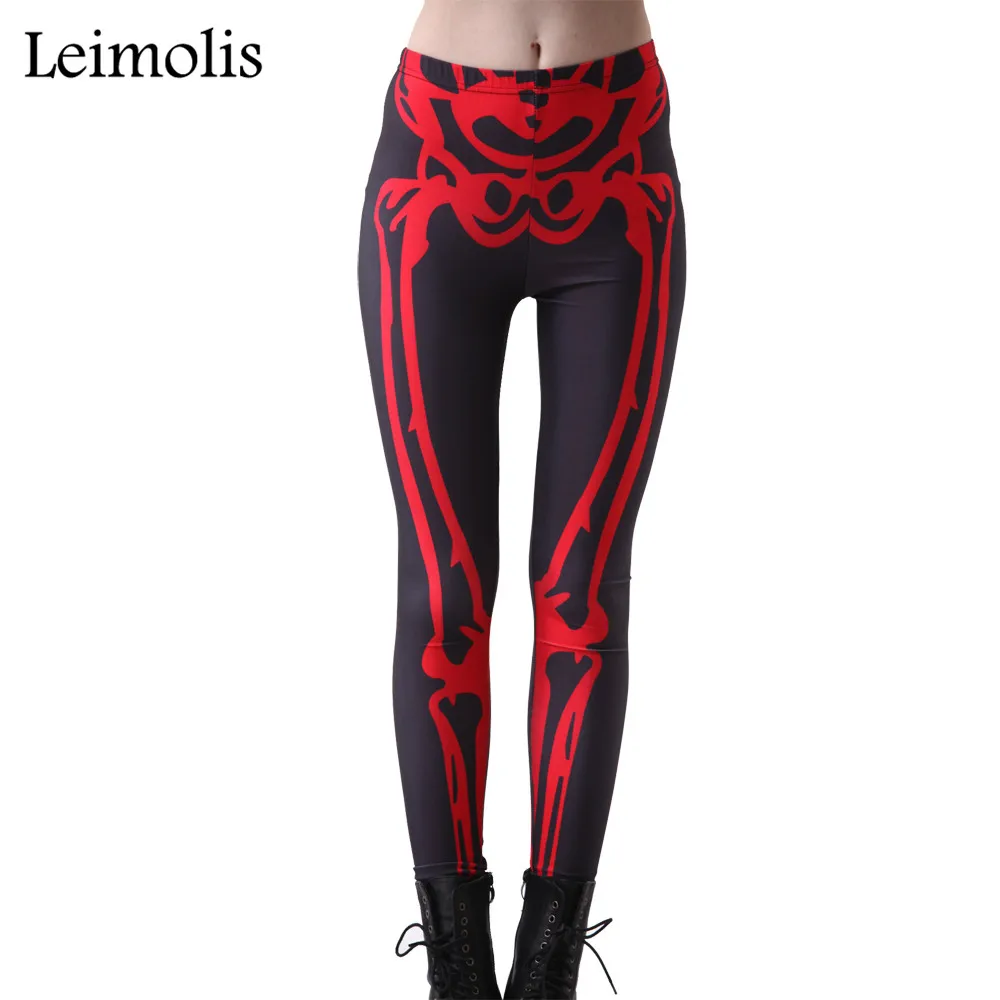 Black 3029 Leimolis, 3D принт, для фитнеса, пуш-ап, для тренировок, леггинсы для женщин, готический стиль, 5 X ray, скелет размера плюс, высокая талия, панк-рок штаны - Цвет: Black 3029