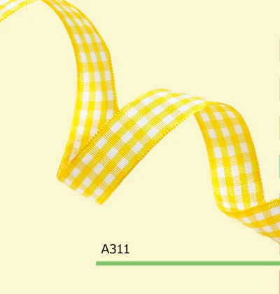 

100yards/roll 1 Inch(25mm) Yellow Gingham Check Ribbon