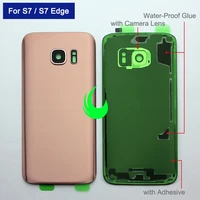 5pcslot back rear glass housing case for samsung galaxy s7 g930 s7 edge g935 back battery cover door samsung s7 cover lens