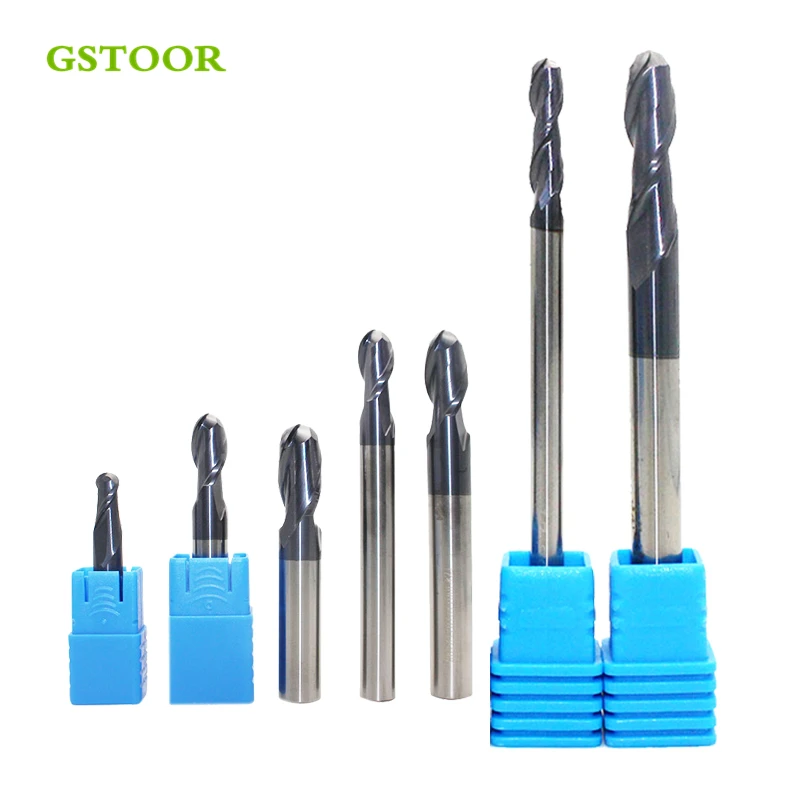 Концевая фреза HRC50 с 2 канавками и шариковым наконечником общая длина 100 мм 150