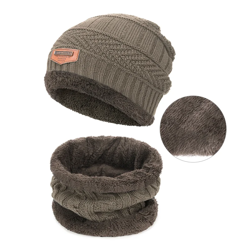 Kids Knitted Scarf Hat Set Luxury Winter Warm Baby Hats Scarves Cotton Hat For Baby Children Boys Girls Beanie Hats