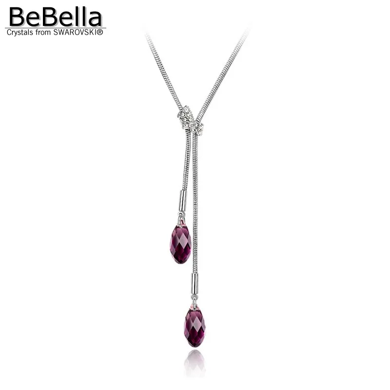 Amethyst BeBella каплевидный кристалл кулон ожерелье сделано с австрийскими кристаллами от Swarovski для женщин Свадебные украшения для невесты - Окраска металла: Amethyst