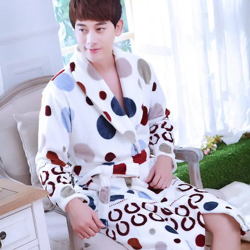 Модное зимнее женское мини-кимоно, Осеннее Фланелевое банное платье Yukata, ночная рубашка, одежда для сна, ночная рубашка, один размер - Цвет: style 2 - Mens