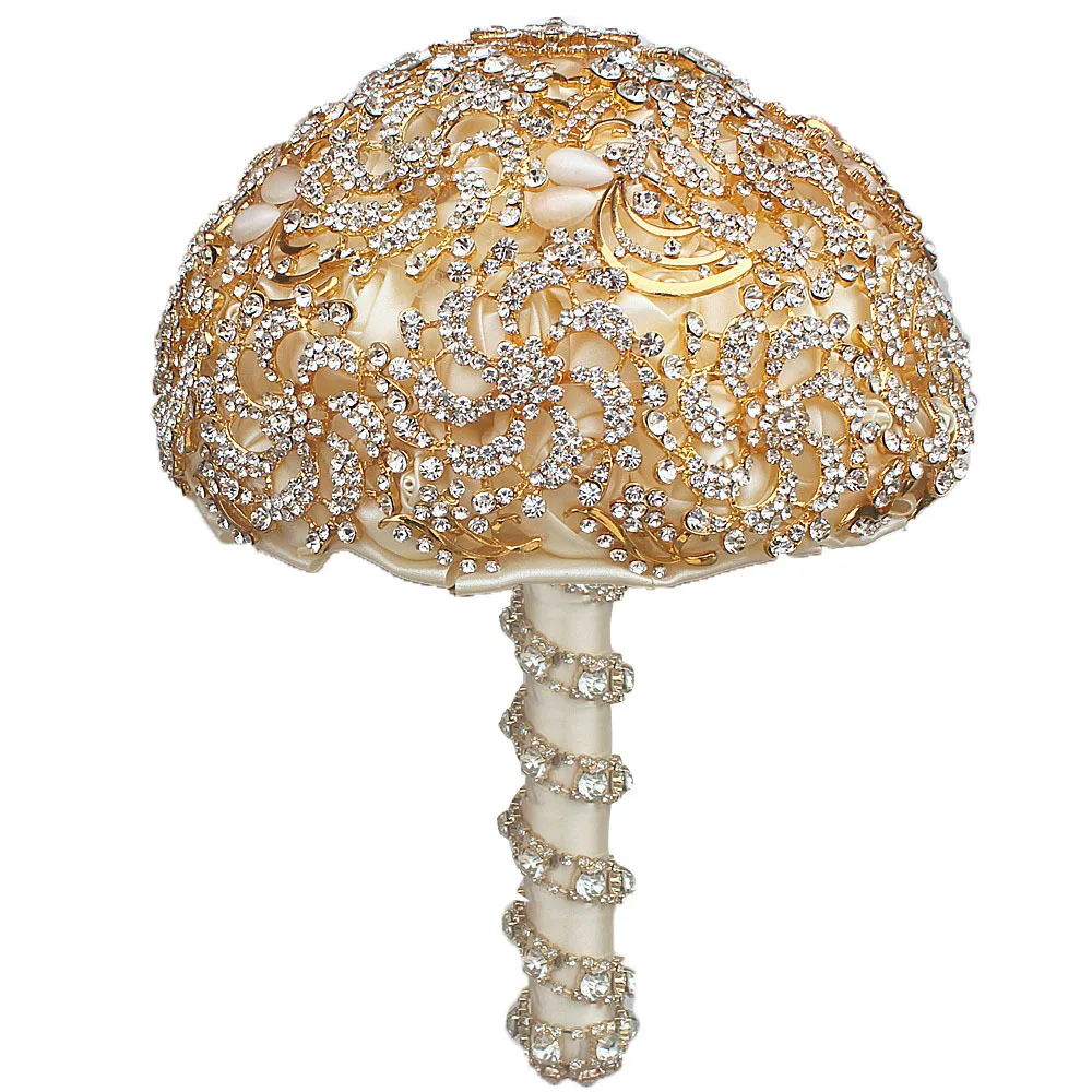 Букет из золотых кристаллов и горного хрусталя букет для свадьбы искусственный