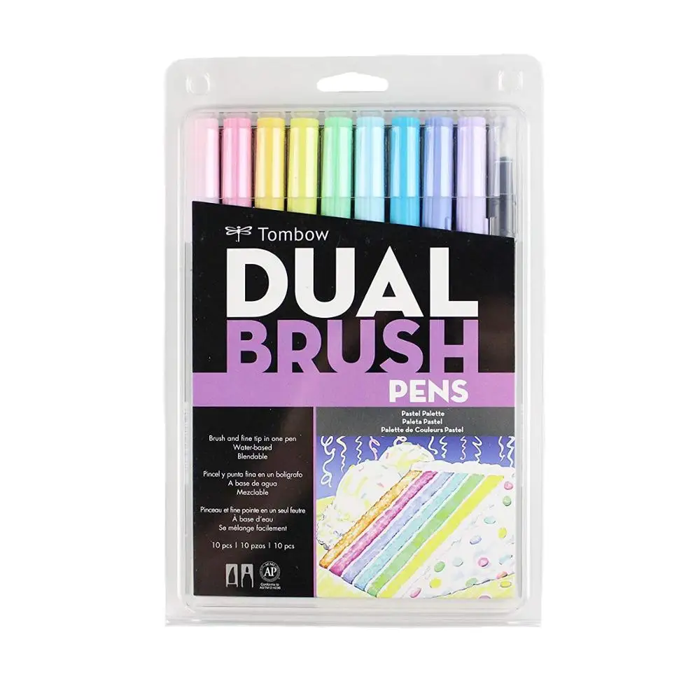 ABT 10Colors Pastel Tombow ABT двойная кисть для рисования маркеры для каллиграфии набор ручек для рисования яркая 10-Pack Blendable кисть с мелким кончиком акварельные надписи - Цвет: ABT 10Colors Pastel