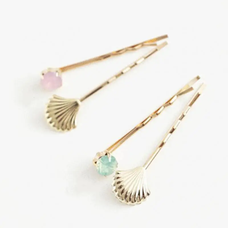 

2020 Korean Version Of The Ladies Hair Ornaments Shell Hairpin Crystal Shell Fashion Accessories 2pcs / Sets Of Wholesale