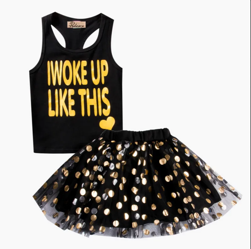 US STOCK Kids Girls Toddler Princess Dress Children Baby Party Pageant Dot Bowknot Clothes Outfit Costume 2pcs | Детская одежда и