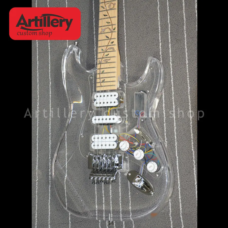 Бесплатная доставка завод на заказ ST акриловая светодиодная электрогитара 6