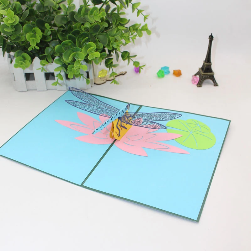 3D лазерная резка ручной работы реалистичные красочные стрекозы бумага