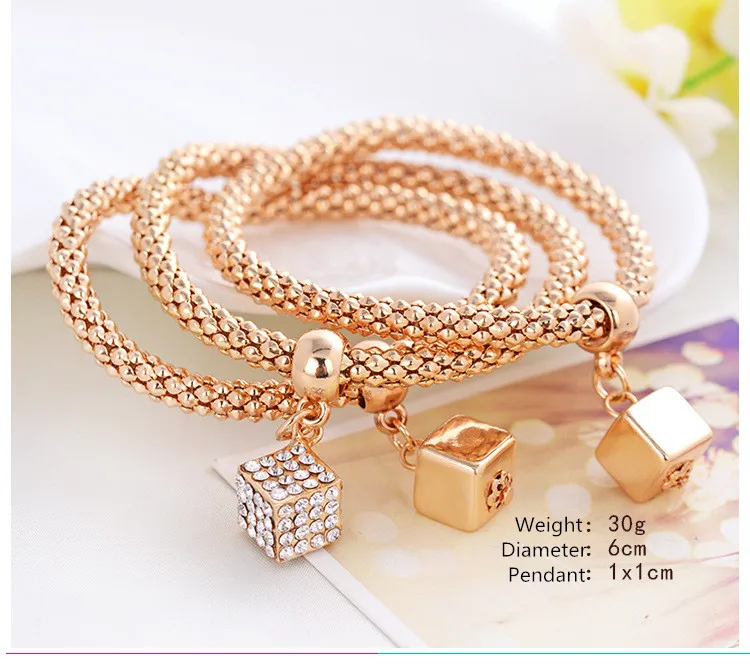 Onnea 3 шт. Хрустальные Очаровательные браслеты для женщин Свадьба золотой цвет