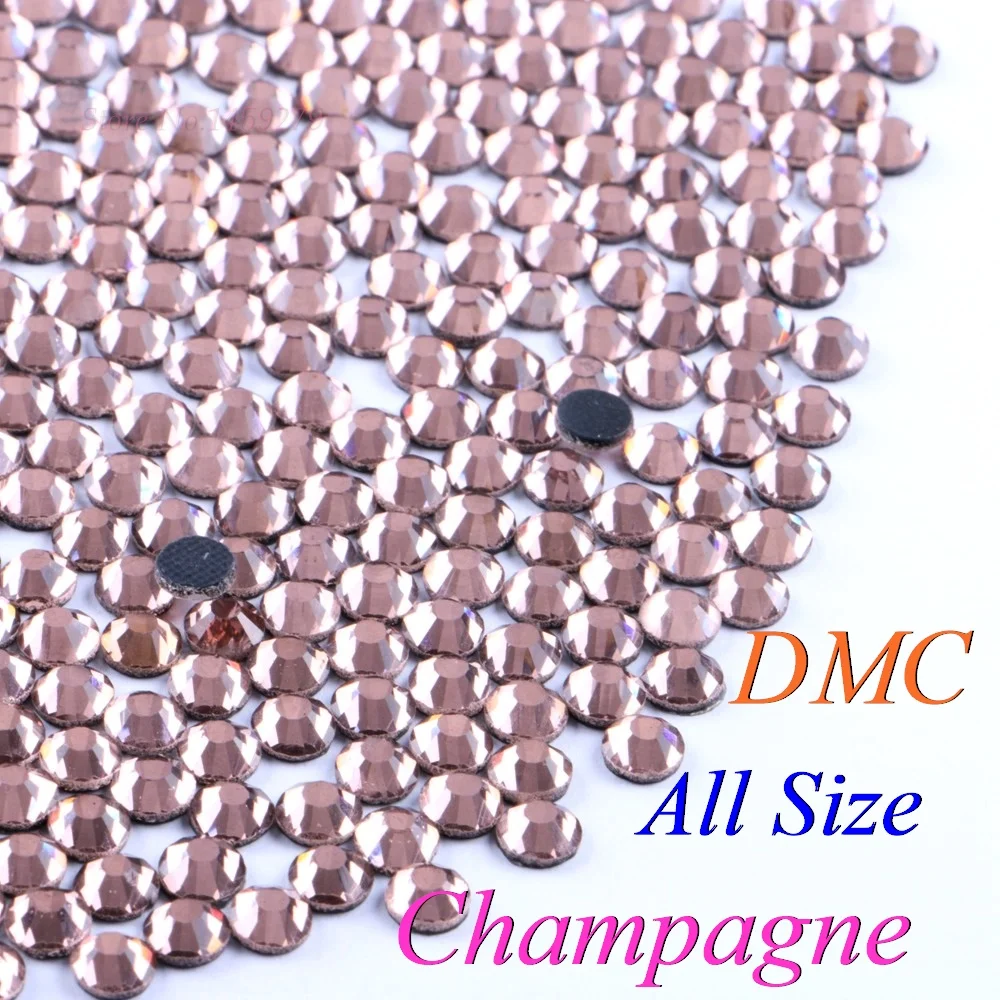 Все размеры! Шампанское DMC стразы горячей фиксации SS6 SS10 SS16 SS20 SS30 стеклянные