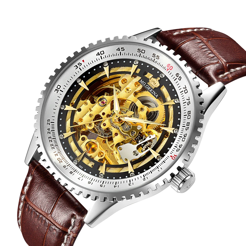 Оригинальные мужские часы ORKINA модные повседневные автоматические механические