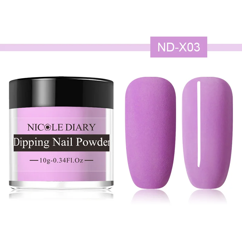 ND-X03 NICOLE Дневник 10 г матовый цвет окунания ногтей порошок натуральный сухой дизайн ногтей украшения без лампы лечения Ногтей Пыли декорации - Цвет: ND-X03