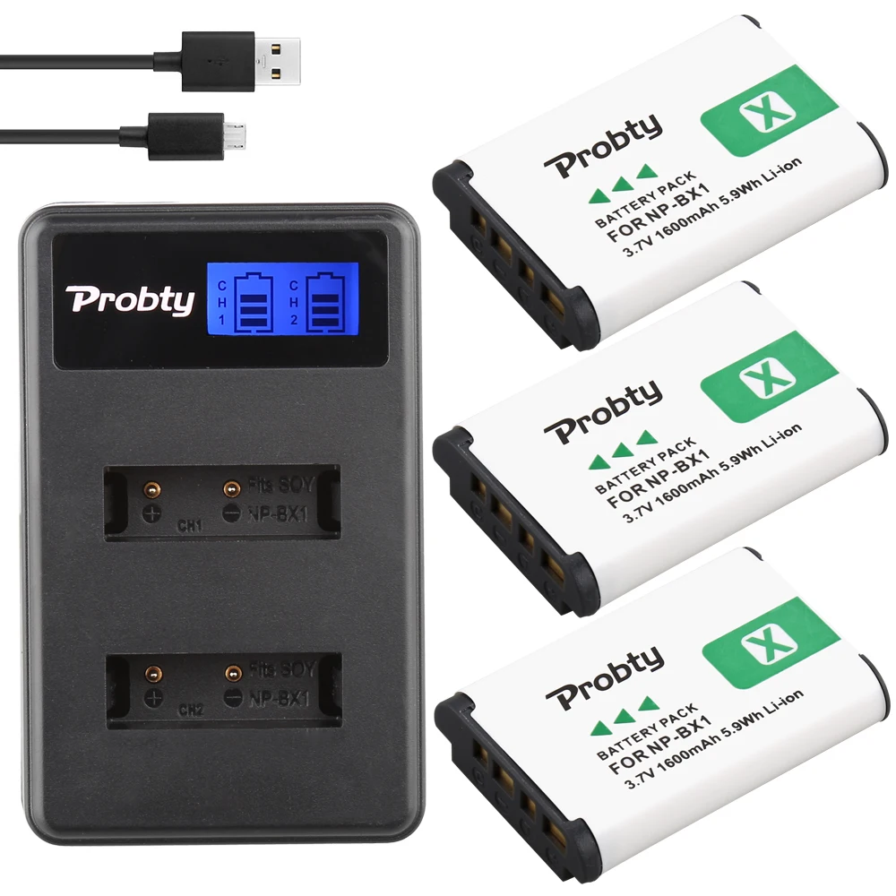 3 шт PROBTY NP BX1 батарея камеры + LCD двойное зарядное устройство для Sony Cyber shot DSC HX80 RX100