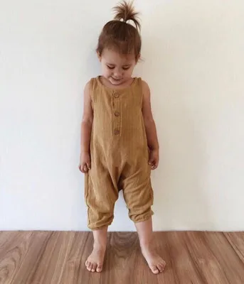 2019 ins Baby Button Sleeveless Rompers New Fashion Toddler Infant Summer Cotton Wholesale | Мать и ребенок