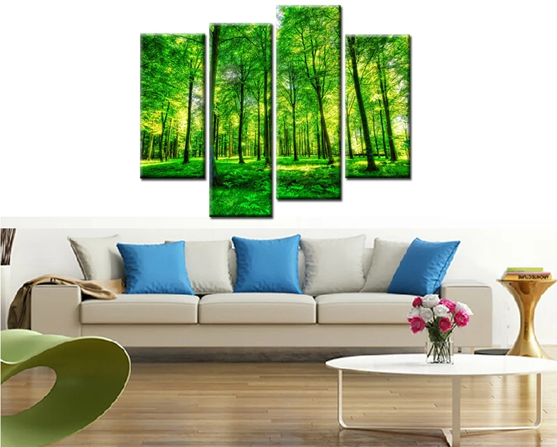 Картина на холсте с изображением пейзажа зеленого леса картина маслом для