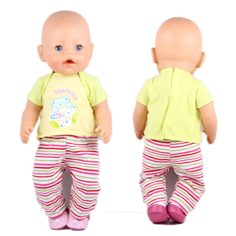 Зеленая футболка и Брюки для девочек куклы одежда подходит 43 см BABY born Zapf 18