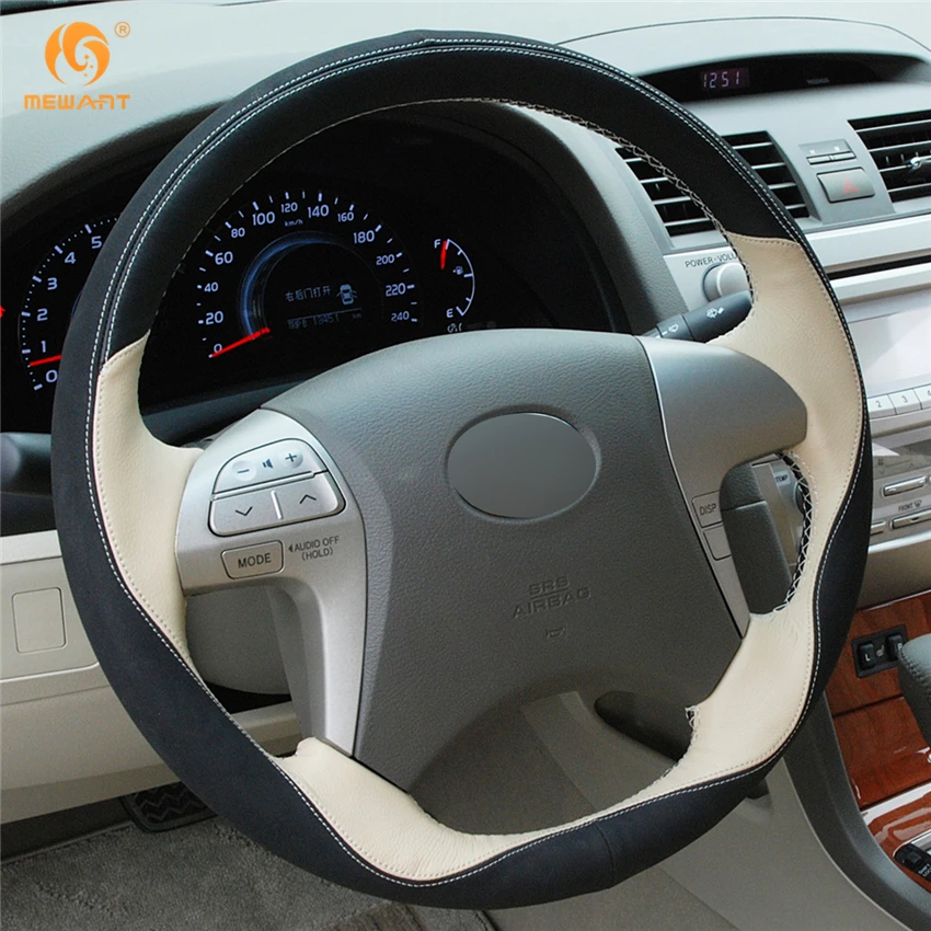 MEWANT черный бежевый кожаный замшевый цвет для Toyota Highlander 2009 2014 Camry 2007 2008 2010|car steering