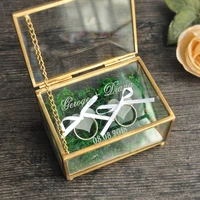 rustic wedding ring bearer box geometric ring holder box personalized wedding ring box glass