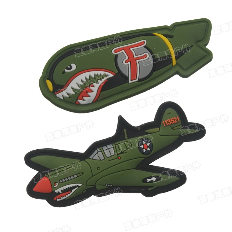 WW 2 P-40 Fighter PVC Drop резиновые накладные патчи Военная Тактическая повязка на руку