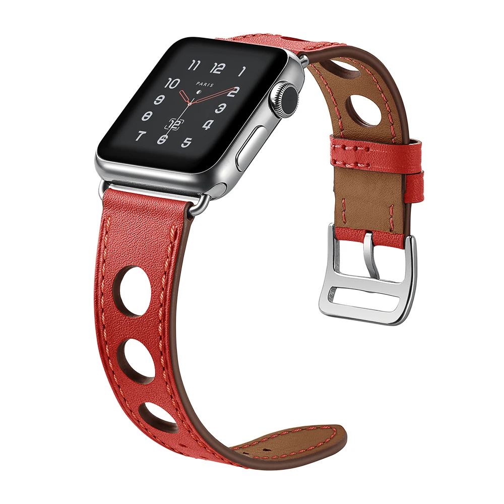 Leather strap For Apple Watch band 4 42mm 38mm 44mm 40mm iwatch series 3 2 1Stainless steel buckle wrist watchband bracelet belt | Наручные
