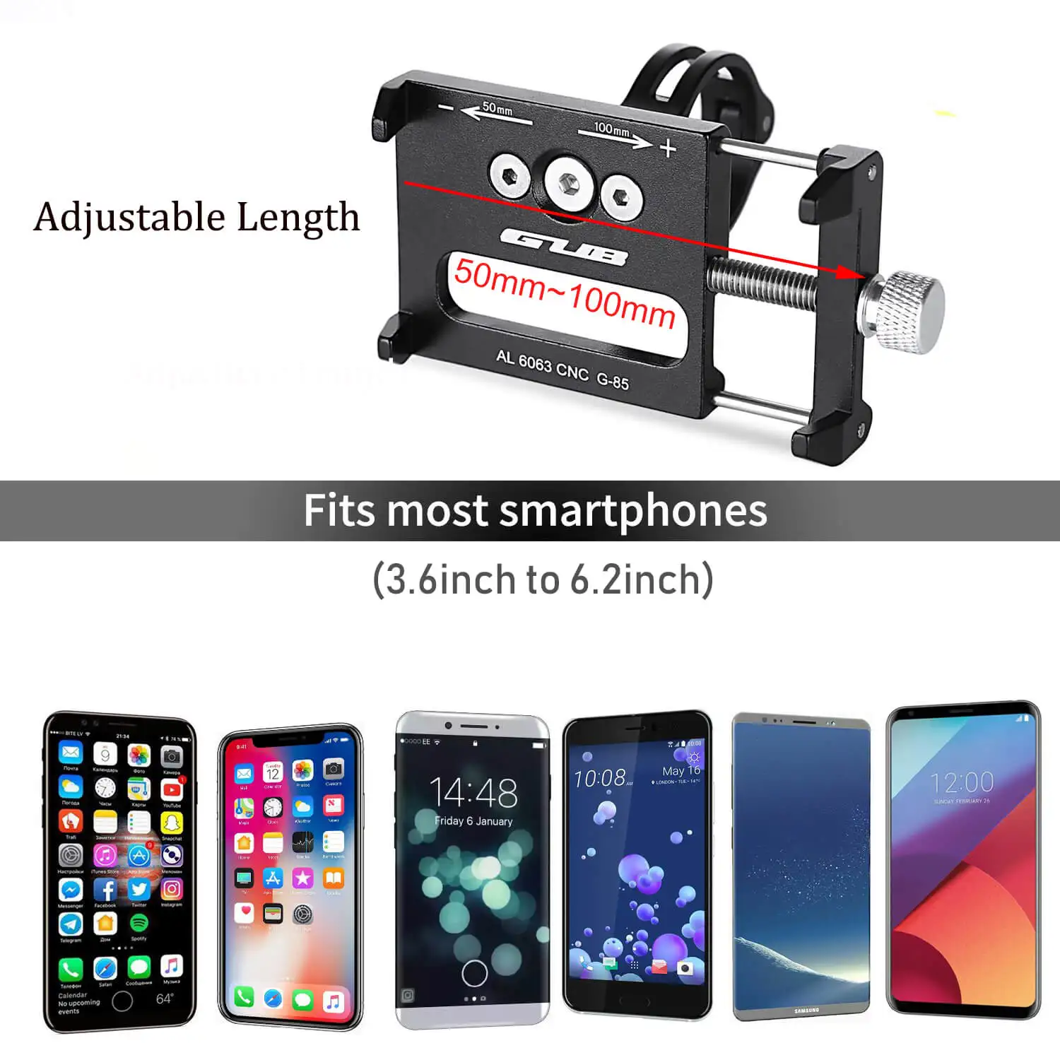 Держатель GUB для телефона на руль велосипеда G-85 G-84 регулируемый из алюминиевого