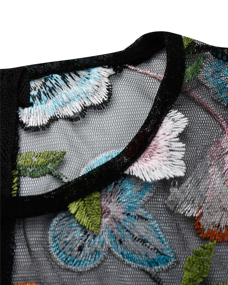 Женская футболка в стиле Харадзюку Кружевной укороченный топ с цветочным