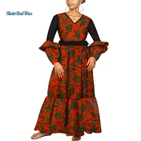 2019 african dresses for women print ruffle sleeve long dresses vestidos bazin riche african draped ankara dress clothing wy4071