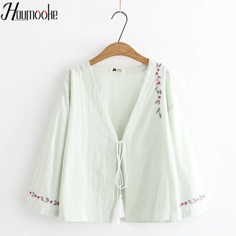 Женский кардиган с вышитым цветочным принтом HMK Свободный в японском стиле