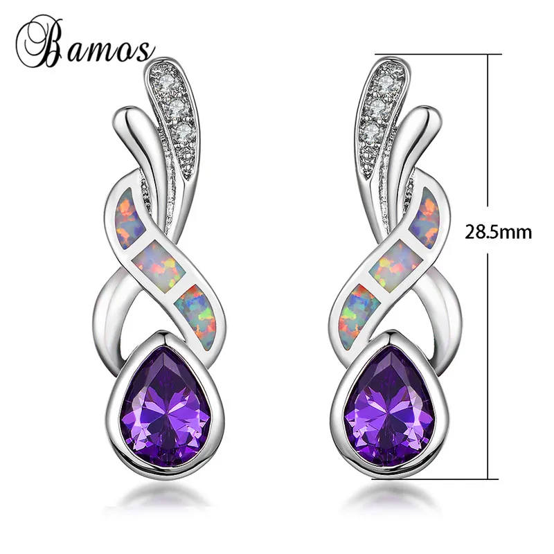 Серьги капельки Bamos белая/синяя/фиолетовая серьги из опалового стержня для