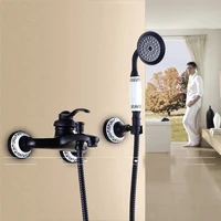 wholesale black oil rubbed solid brass wall mounted bathroom shower faucet with handheld showers faucet 3 functions mixer valve