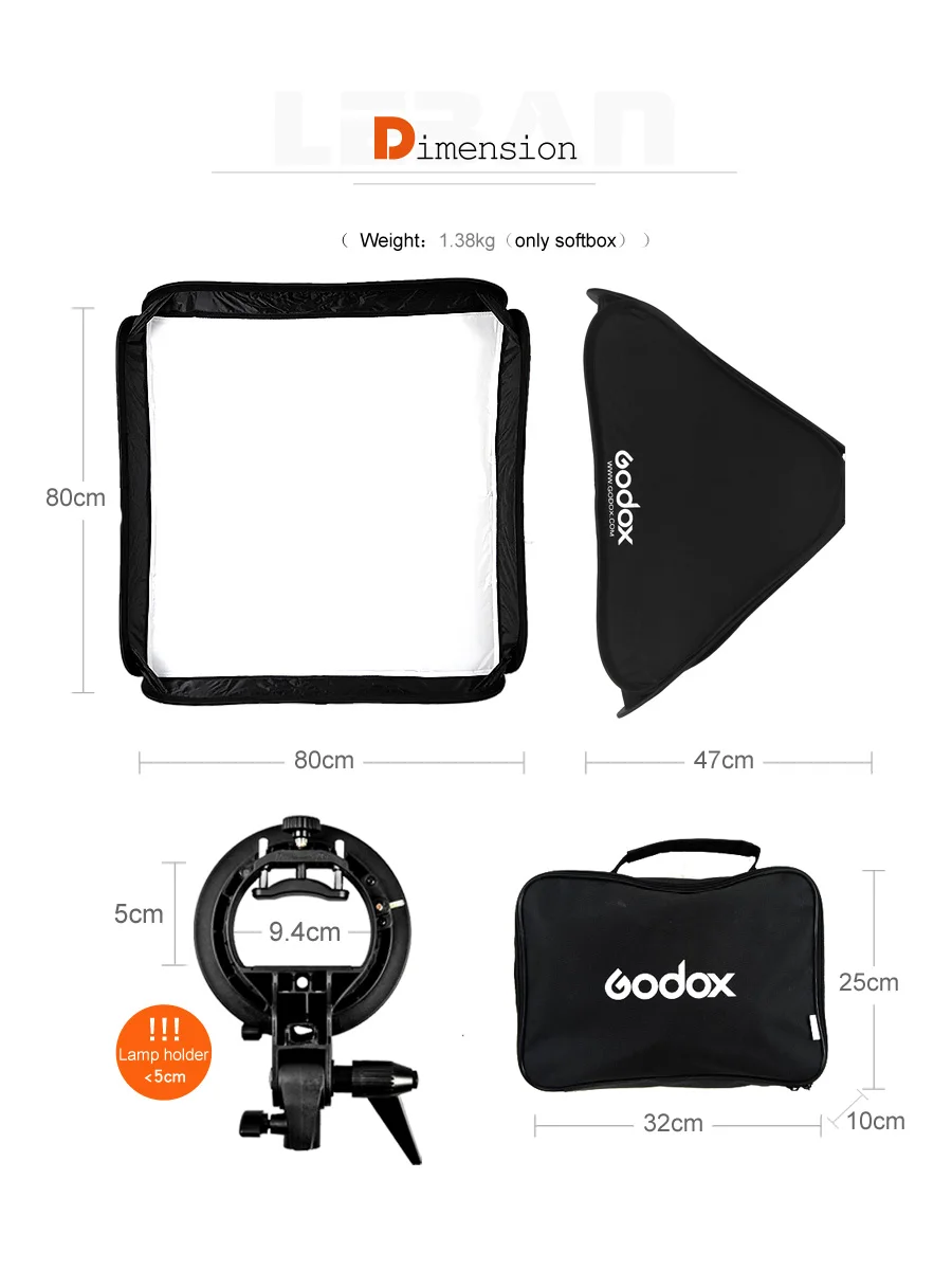 Godox 80x80 см 3"* 31" в вспышке софтбокс Speedlite+ S Тип Кронштейн Bowens комплект крепления с 2 м световая подставка для камеры фотографии