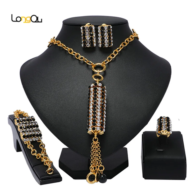 Longqu Модный комплект ювелирных изделий из Дубаи золотистого цвета оптовая