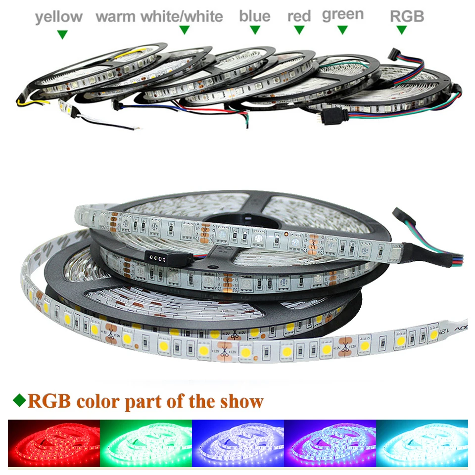 Светодиодная лента IP65 IP60 светильник 5050 12 В гибкая 60 светодиодов/м RGB белый теплый