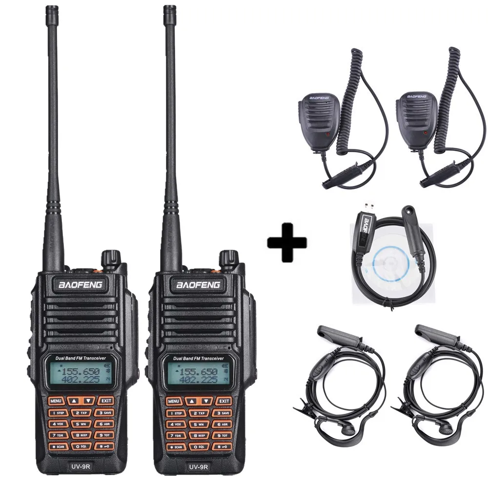 2mic 2headset 1cable Оригинальные Портативный IP67 радио Baofeng UV-9R автомобиля портативной рации 2 шт. радиолюбительских УКВ UV9R Woki токи для охоты Водонепроницаемая рация - Цвет: 2mic 2headset 1cable