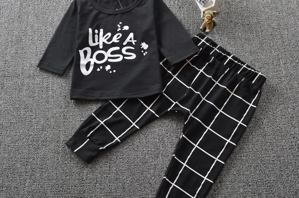 Осенне-зимние комплекты одежды для маленьких мальчиков одежда теплая футболка с