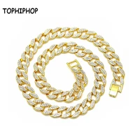 tophiphop aaa cubic zirconia cuban chain necklace chain hip hop mens fashion necklace jewelry accessories boxed