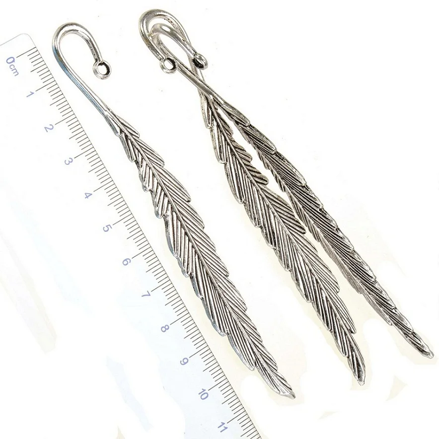 12179 silver 118mm Закладки канцелярские офисные аксессуары для поставщиков для рукоделия DIY амулеты большие кривые серебряные перья ювелирные изделия компоненты 5 шт - Цвет: 12179 silver 118mm