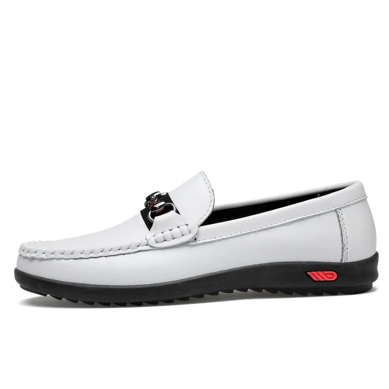 2019 White Boat Shoes For Men Genuine Leather Loafers Fashion Black Men's Casual Slip On Plus Size Zapatos Hombre summer | Обувь
