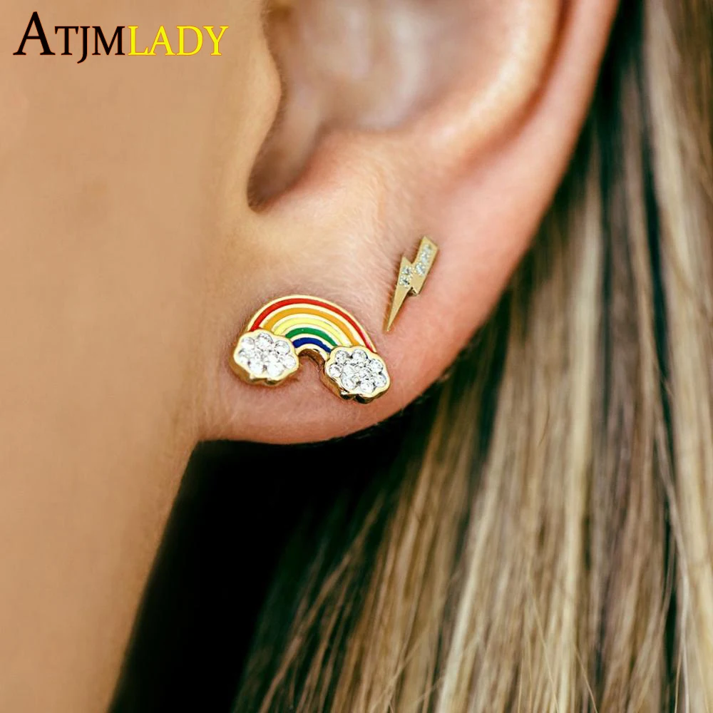 2019 летние новые дизайнерские красочные эмалевые серьги гвоздики с золотым