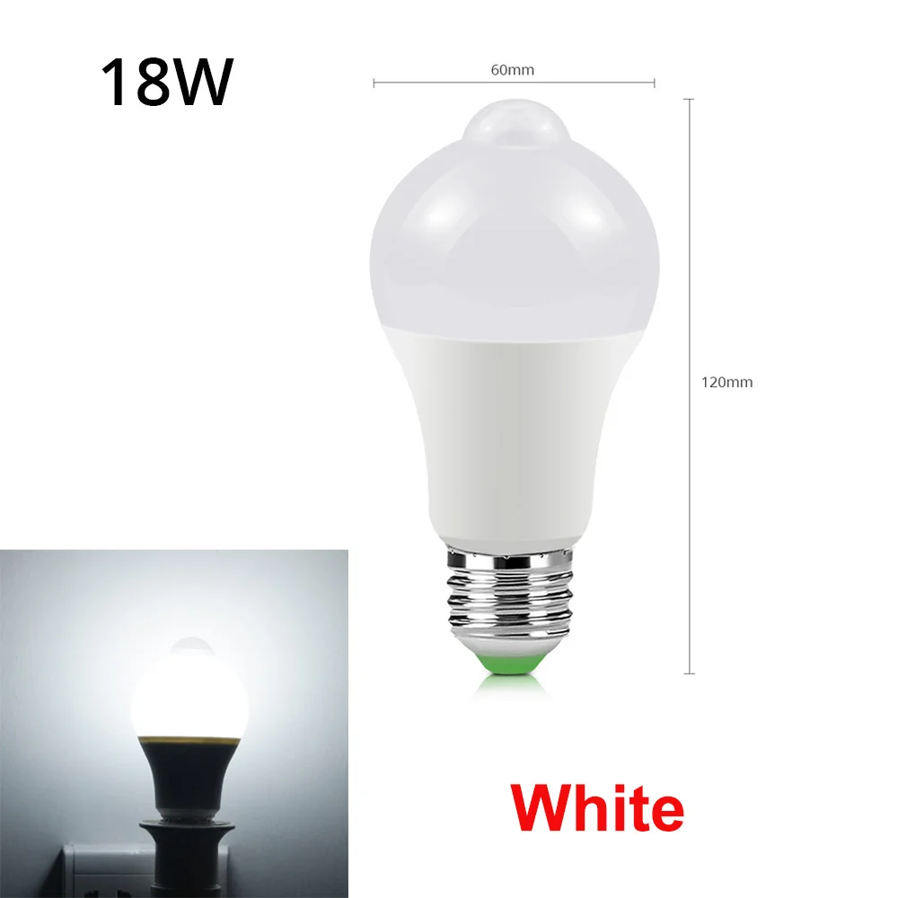 18W White 12 Вт, 18 Вт, датчик движения, светодиодный светильник для лестничных коридоров, 110 В, 220 В, для прохода, дверного проема, инфракрасный, индукционный, светодиодный, Ночной светильник, Сенсорная лампа - Испускаемый цвет: 18W White