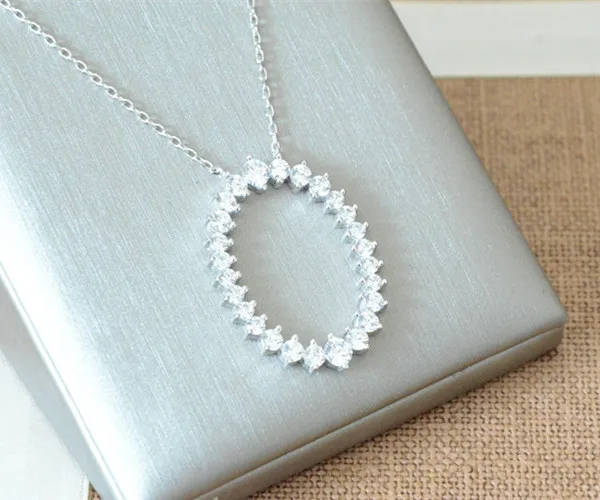

Designer Fashion 925 Sterling Silver Jewelry 3A Cubic Zirconia Party Necklace