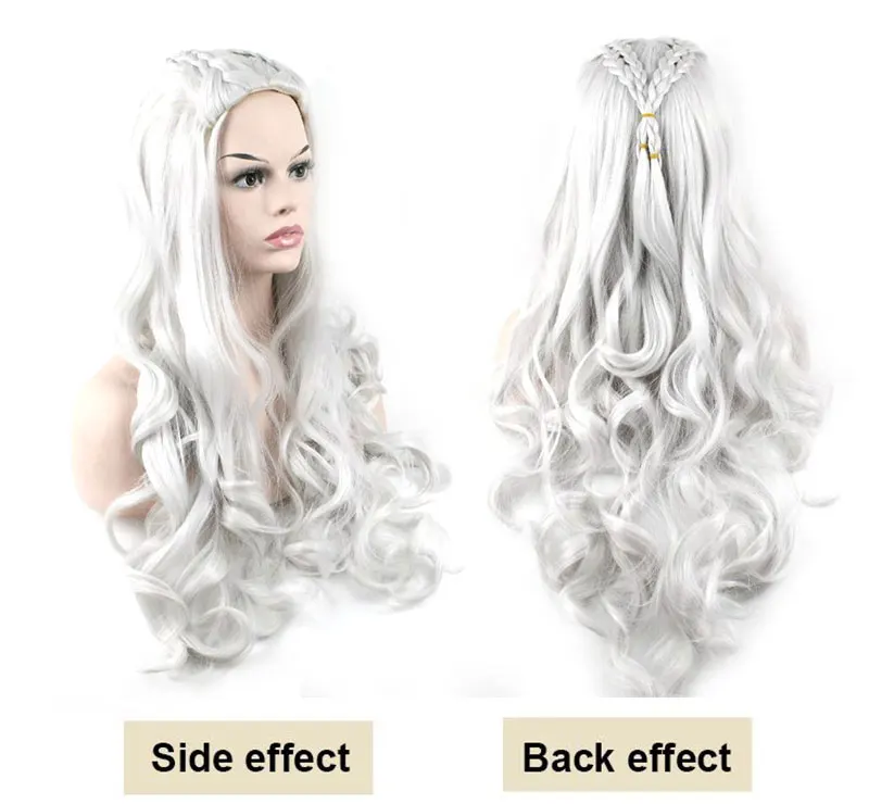 MSI Wigs 2 цвета Длинные серебристо-белые кудрявые парики Косплей Синтетический блонд Плетеный парик для женщин натуральный коса волосы термостойкие