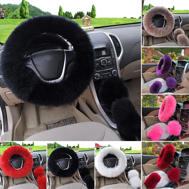 3 шт./компл. универсальные мягкие Меховые чехлы для рулевого колеса