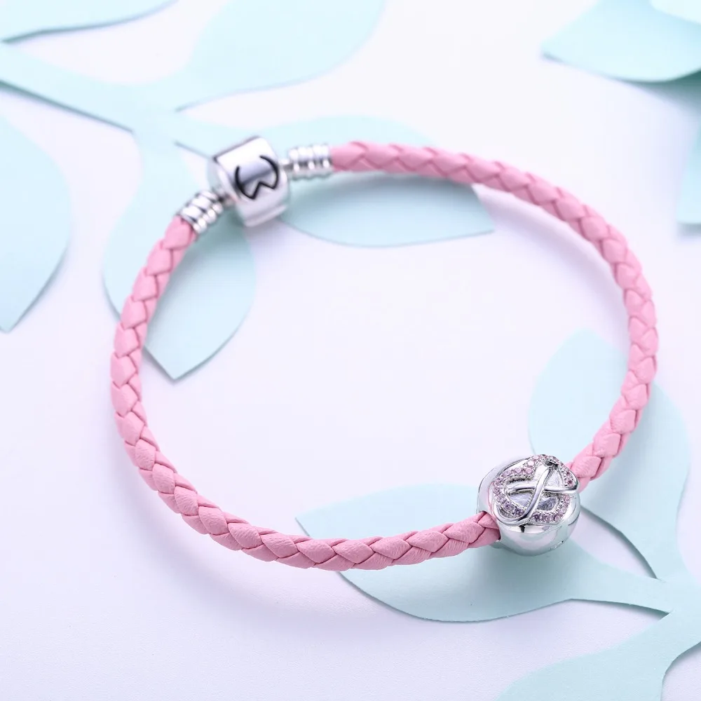 Видео! Розовая лента в форме сердца с фиксированными бусинами подвески для