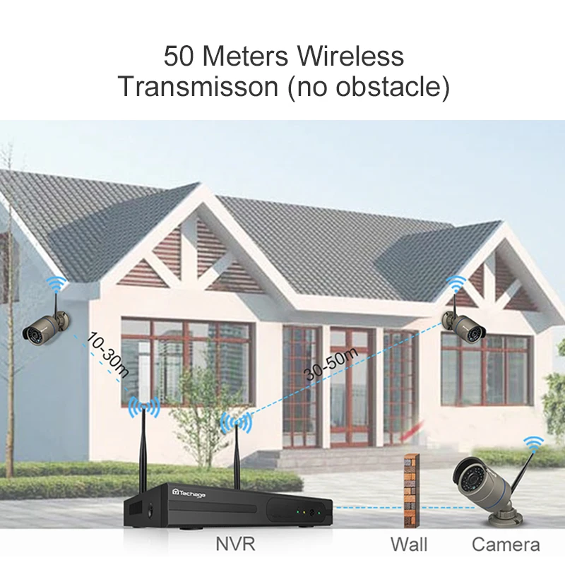 Techage 720P 4CH Wifi камера CCTV система безопасности 1MP беспроводной 2 ТБ HDD NVR открытый