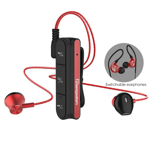 red Ihens5 SD1 переключаемые V4.1 Bluetooth наушники металлические стерео клип-на беспроводные гарнитуры с микрофоном спортивные наушники для телефона - Цвет: red